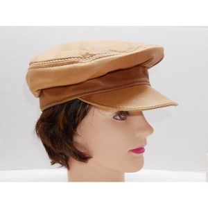 VTG Motorcycle Biker Brando Style Macca Dacca San Fran. Peaked Cap Hat Leather
